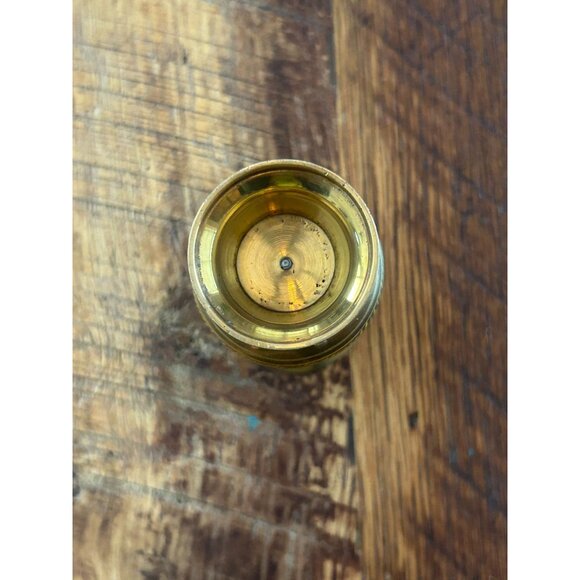 Vintage Hand Painted Etched India Brass Vase 4.5" Tall Floral Design - Picture 7 of 8